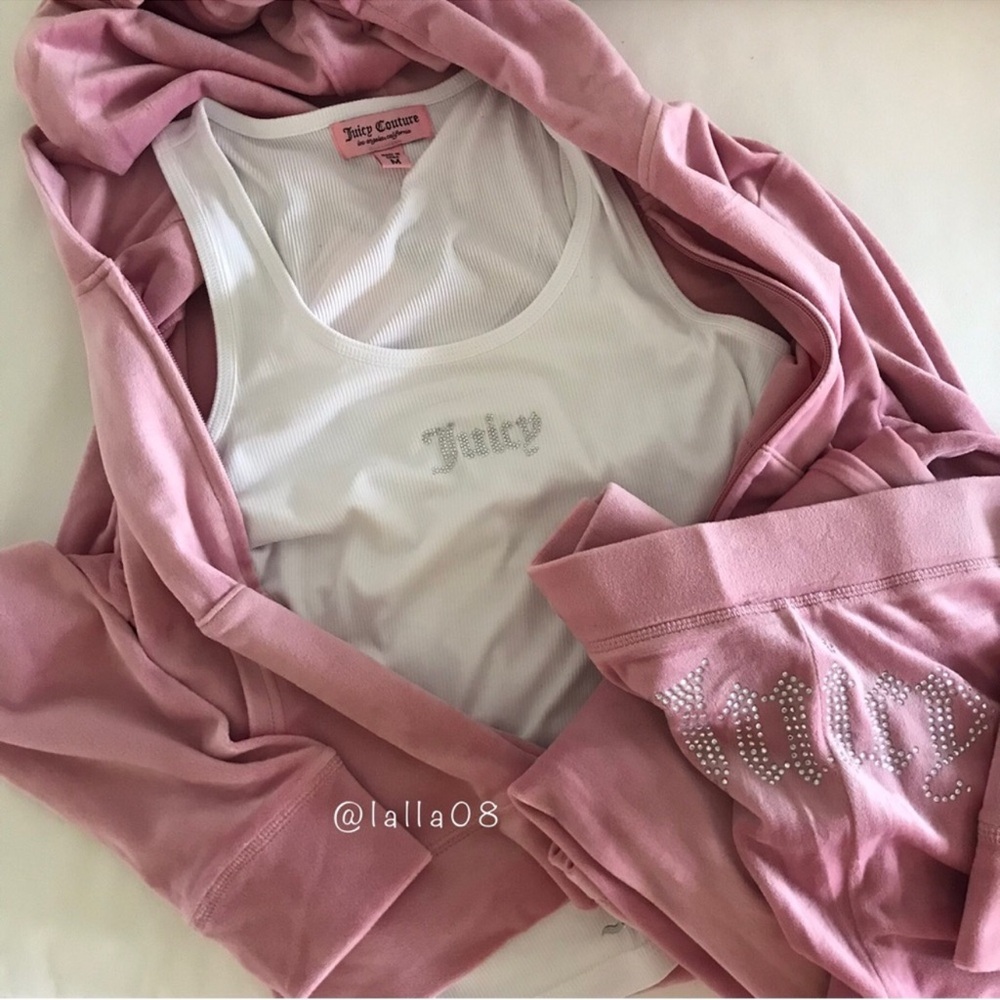 JUICY COUTURE Velour OG Bling Tracksuit Hoodie & Pant Set